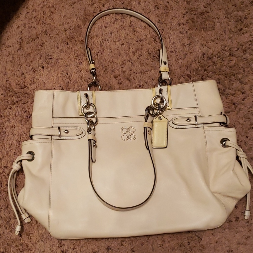 Large ivory coach tote bag